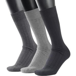 imageCOTTON DAY Mens Premium Soft Combed Cotton Trouser Dress Socks Seamless Toe Black Gray Blue Argyle Striped Shoe Size 812Ribbed Ltgray dkgray  Black