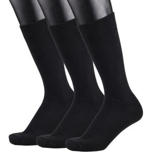 imageCOTTON DAY Mens Premium Soft Combed Cotton Trouser Dress Socks Seamless Toe Black Navy Blue StripedPlain Black