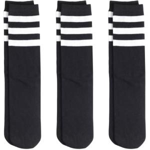 imageCOTTON DAY Unisex Kids Boys Girls Tube Knee High Mid Calf Long Socks Seamless Toe Black White Striped 3 Pack