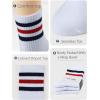 imageCOTTON DAY Womens Soft Combed Cotton Dress Socks Seamless Toe Black White Gray Navy Blue Brown BeigeBlack Blue Hunter Striped Top