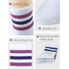 imageCOTTON DAY Womens Soft Combed Cotton Dress Socks Seamless Toe Black White Gray Navy Blue Brown BeigePurple Blue Gray Striped Top