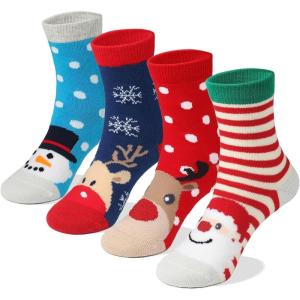 imageCOTTON DAY 7 Days of the Week Gift Box Kids Girls Fashion Short Socks Cute Animal Floral Stars Stripes ampamp Polka Dots DesignSelection 5  Christmas 4 Pack