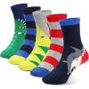 imageCOTTON DAY Kids Boys Crew Dress Socks Bright Colorful Pattern Design Halloween Christmas Shark CamoShark Snake