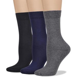 imageCOTTON DAY Womens Soft Combed Cotton Dress Socks Seamless Toe Black White Gray Navy Blue Brown BeigeAssorted Black Navy Gray