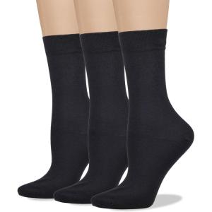imageCOTTON DAY Womens Soft Combed Cotton Dress Socks Seamless Toe Black White Gray Navy Blue Brown BeigeBlack
