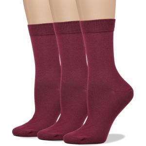 imageCOTTON DAY Womens Soft Combed Cotton Dress Socks Seamless Toe Black White Gray Navy Blue Brown BeigeBurgundy