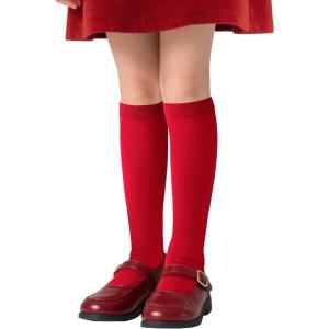 imageCOTTON DAY 3 Pack Kids Girls Unisex Soft Knee High School Uniform Dress Socks Seamless Toe Black White Navy Blue BurgundyPlain Red