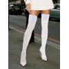 imageCOTTON DAY Womens Cotton Thigh High Over Knee Socks Extra Long Boot Stockings Leg Warmers Black White BurgundyWhite