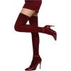 imageCOTTON DAY Womens Cotton Thigh High Over Knee Socks Extra Long Boot Stockings Leg Warmers Black White BurgundyBurgundy