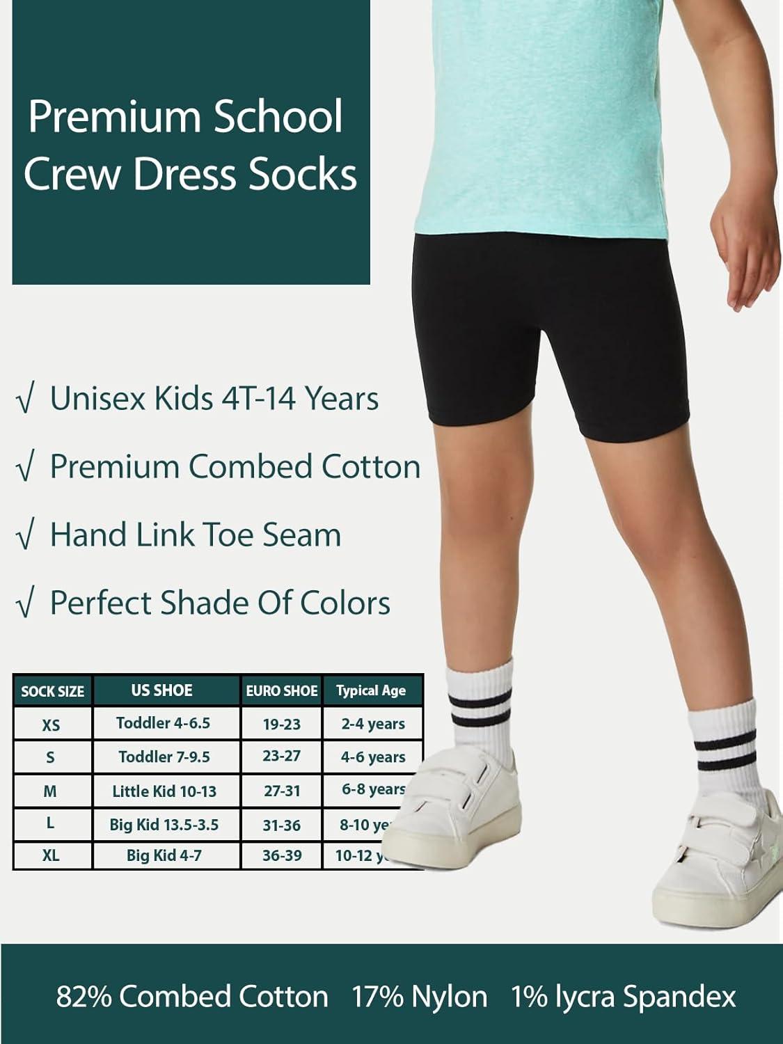 imageCOTTON DAY Unisex School Kids Boys Girls Soft Cotton Black White Gray Navy Khaki Athletic Socks with Retro StripesBlack Gray Stripes