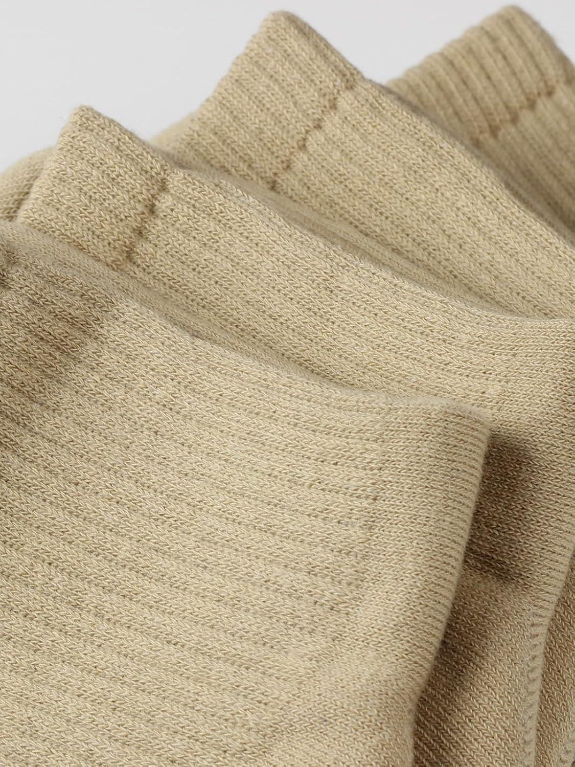 imageCOTTON DAY Unisex School Kids Boys Girls Soft Cotton Black White Gray Navy Khaki Athletic Socks with Retro StripesKhaki