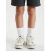 imageCOTTON DAY Unisex School Kids Boys Girls Soft Cotton Black White Gray Navy Khaki Athletic Socks with Retro StripesAll White