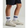 imageCOTTON DAY Unisex School Kids Boys Girls Soft Cotton Black White Gray Navy Khaki Athletic Socks with Retro StripesRed Blue Green Yellow Stripes