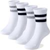imageCOTTON DAY Unisex School Kids Boys Girls Soft Cotton Black White Gray Navy Khaki Athletic Socks with Retro StripesBlack Gray Stripes