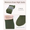 imageCOTTON DAY Womens Soft Combed Cotton Knee High Long Calf Dress Socks Seamless Toe Black White Gray Navy Blue BrownPlain Army Green