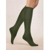 imageCOTTON DAY Womens Soft Combed Cotton Knee High Long Calf Dress Socks Seamless Toe Black White Gray Navy Blue BrownPlain Army Green