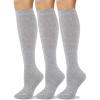 imageCOTTON DAY Womens Soft Combed Cotton Knee High Long Calf Dress Socks Seamless Toe Black White Gray Navy Blue BrownPlain Ltgray