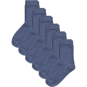 imageCOTTON DAY Unisex Little Kids Youth Boys Girls Soft Cotton Crew Dress Socks Seamless Toe Black White Gray Navy 6 PackPlain Med Denim
