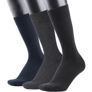 imageCOTTON DAY Mens Premium Soft Combed Cotton Trouser Dress Socks Seamless Toe Black Navy Blue StripedAssorted Black Navy Dark Gray