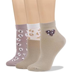 imageWomens Valentines Fashion Ankle Low Cut Cotton Socks Heart Leopard PrintHeart Leopard Beige Pink