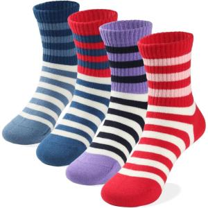 image:imageCOTTON DAY Kids Girls Valentines Day Socks with Hearts Stripes StrawberryColored Stripes