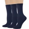 image:imageCOTTON DAY Womens Combed Cotton Fine Ribbed Trouser Dress Socks Black White Navy Blue 3 PackDark Navy Blue