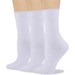 image:imageCOTTON DAY Womens Combed Cotton Fine Ribbed Trouser Dress Socks Black White Navy Blue 3 PackWhite