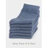 image:imageCOTTON DAY Unisex Little Kids Youth Boys Girls Soft Cotton Crew Dress Socks Seamless Toe Black White Gray Navy 6 PackMed Denim Heather
