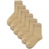 image:imageCOTTON DAY Unisex Little Kids Youth Boys Girls Soft Cotton Crew Dress Socks Seamless Toe Black White Gray Navy 6 PackKhaki