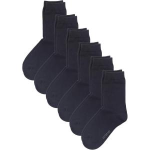 image:imageCOTTON DAY Unisex Little Kids Youth Boys Girls Soft Cotton Crew Dress Socks Seamless Toe Black White Gray Navy 6 PackBlack