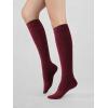 image:imageCOTTON DAY Womens Soft Combed Cotton Knee High Long Calf Dress Socks Seamless Toe Black White Gray Navy Blue Brown 3 PackBurgundy