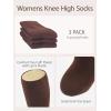 image:imageCOTTON DAY Womens Soft Combed Cotton Knee High Long Calf Dress Socks Seamless Toe Black White Gray Navy Blue Brown 3 PackCocoa