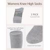 image:imageCOTTON DAY Womens Soft Combed Cotton Knee High Long Calf Dress Socks Seamless Toe Black White Gray Navy Blue Brown 3 PackLtgray Heather