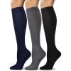 image:imageCOTTON DAY Womens Soft Combed Cotton Knee High Long Calf Dress Socks Seamless Toe Black White Gray Navy Blue Brown 3 PackAssorted Black Gray Navy Blue
