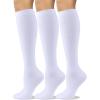 image:imageCOTTON DAY Womens Soft Combed Cotton Knee High Long Calf Dress Socks Seamless Toe Black White Gray Navy Blue Brown 3 PackWhite