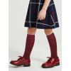 image:imageCOTTON DAY Kids Girls Unisex Knee High School Uniform Dress Socks Seamless Toe 3 Pack Black White Navy Blue GrayPlain Burgundy
