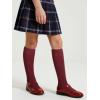 image:imageCOTTON DAY Kids Girls Unisex Knee High School Uniform Dress Socks Seamless Toe 3 Pack Black White Navy Blue GrayPlain Burgundy