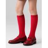image:imageCOTTON DAY Kids Girls Unisex Knee High School Uniform Dress Socks Seamless Toe 3 Pack Black White Navy Blue GrayPlain Red