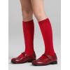 image:imageCOTTON DAY Kids Girls Unisex Knee High School Uniform Dress Socks Seamless Toe 3 Pack Black White Navy Blue GrayPlain Red