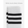 image:imageCOTTON DAY Kids Girls Unisex Knee High School Uniform Dress Socks Seamless Toe 3 Pack Black White Navy Blue GrayWhite Socks Black Striped Top