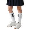 image:imageCOTTON DAY Kids Girls Unisex Knee High School Uniform Dress Socks Seamless Toe 3 Pack Black White Navy Blue GrayWhite Socks Black Striped Top