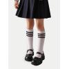 image:imageCOTTON DAY Kids Girls Unisex Knee High School Uniform Dress Socks Seamless Toe 3 Pack Black White Navy Blue GrayWhite Socks Black Striped Top