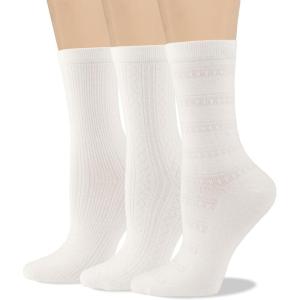 image:imageCOTTON DAY Womens Thin Textured Cotton Dress Socks 3 Pack Black Cream White Spring SummerCream Textured Socks