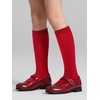 image:imageCOTTON DAY Kids Girls Unisex Knee High School Dress Socks Seamless Toe 3 Pack Black White Gray Navy BlueRed
