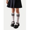image:imageCOTTON DAY Kids Girls Unisex Knee High School Dress Socks Seamless Toe 3 Pack Black White Gray Navy BlueWhite Socks Black Striped Top