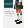 image:imageCOTTON DAY Kids Girls Unisex Knee High School Dress Socks Seamless Toe 3 Pack Black White Gray Navy BlueWhite Socks Black Striped Top