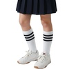 image:imageCOTTON DAY Kids Girls Unisex Knee High School Dress Socks Seamless Toe 3 Pack Black White Gray Navy BlueWhite Socks Black Striped Top