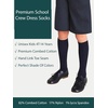 image:imageCOTTON DAY Kids Girls Unisex Knee High School Dress Socks Seamless Toe 3 Pack Black White Gray Navy BlueWide Ribbed Navy Blue