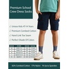 image:imageCOTTON DAY Unisex Kids Youth Boys Girls Soft Cotton School Crew Dress Socks Seamless Toe Black White Gray Navy 6 PackMed Denim Heather