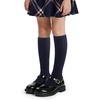 image:imageCOTTON DAY Kids Girls Unisex Knee High School Dress Socks Seamless Toe 3 Pack Black White Gray Navy BlueWide Ribbed Navy Blue